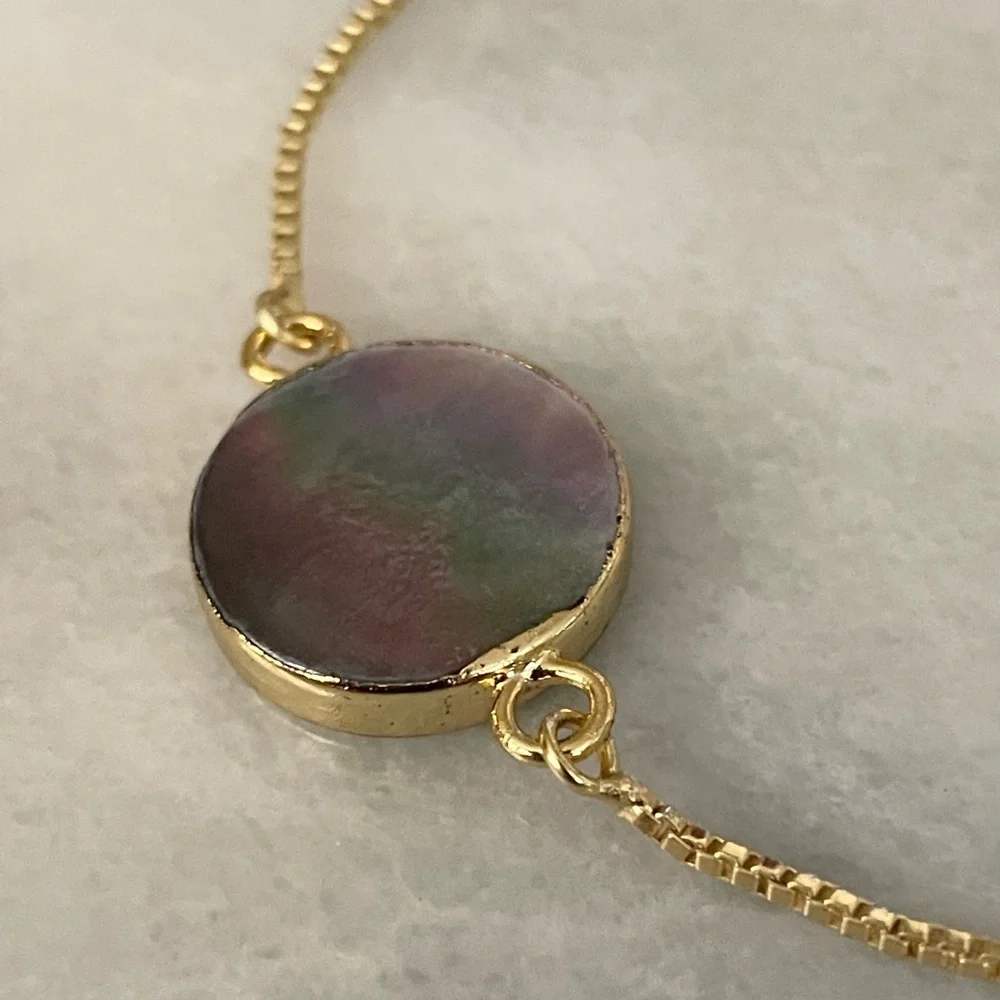 Black Mother of Pearl Gold Plated Bolo Bracelet
